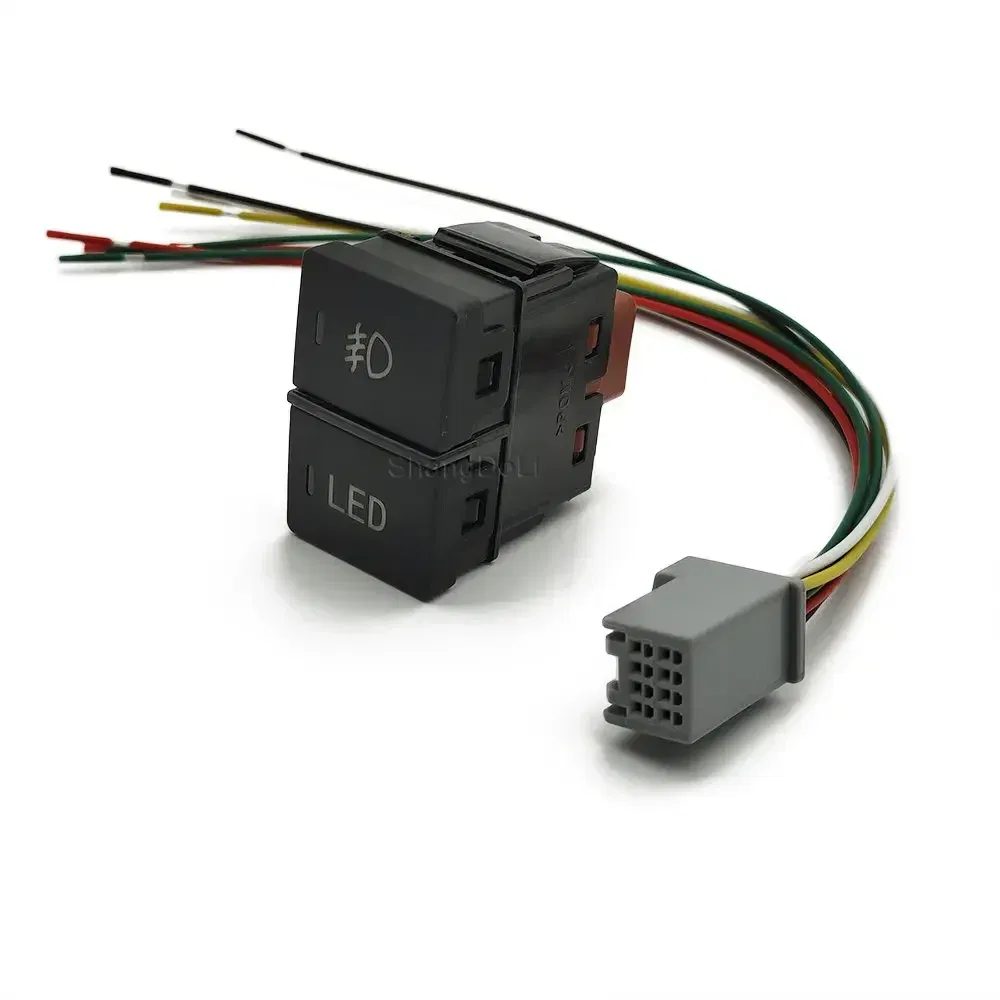 Color: GRAY - LED Light Car Dual Switch Front Fog Light Steering Wheel Heating Button With Wire For Honda CRV URV AVANCIER CITY Accessories