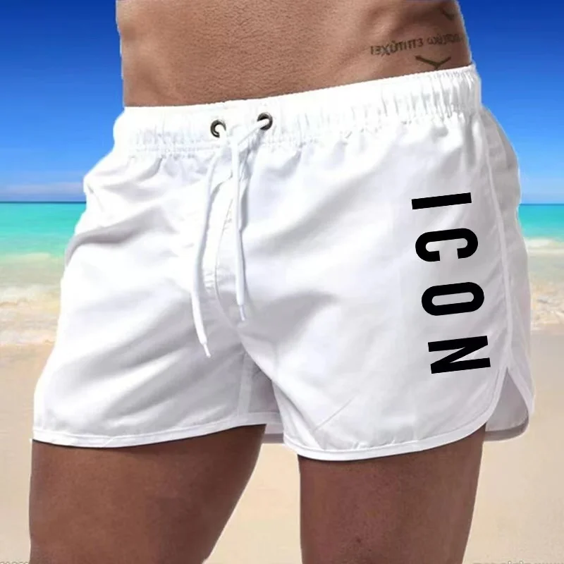 Color: Blue, Size: M - ICON Summer men's luxury beach pants clothing quick dry gym jogging sexy shorts vacation casual swimming trunks
