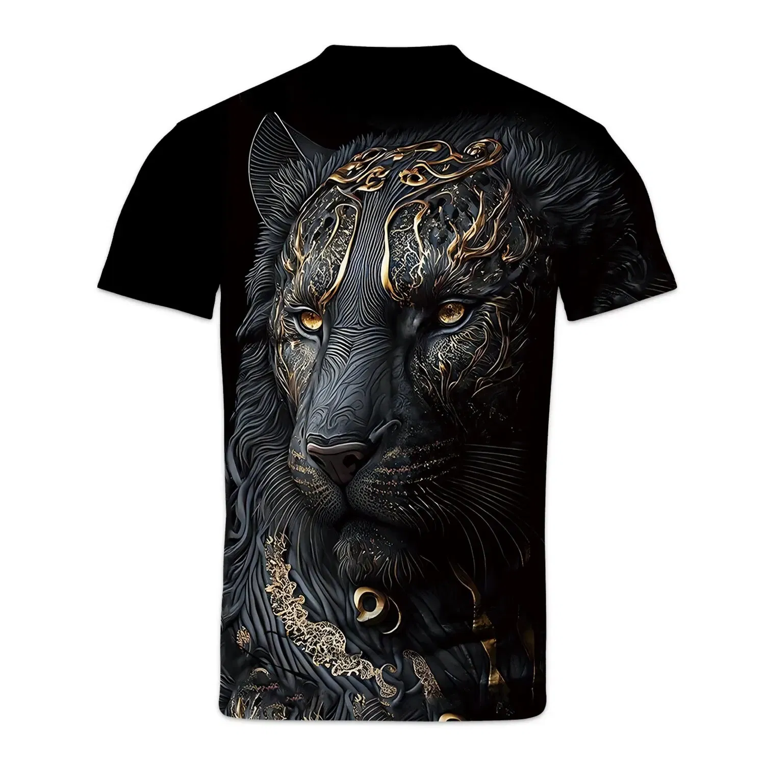 Size: L, Color: Green - Daily Oversized Men's T-Shirt 3D Lion Print Tees Tops Summer Casual Animal Pattern Streetwear New Fashion Street Men Clothing