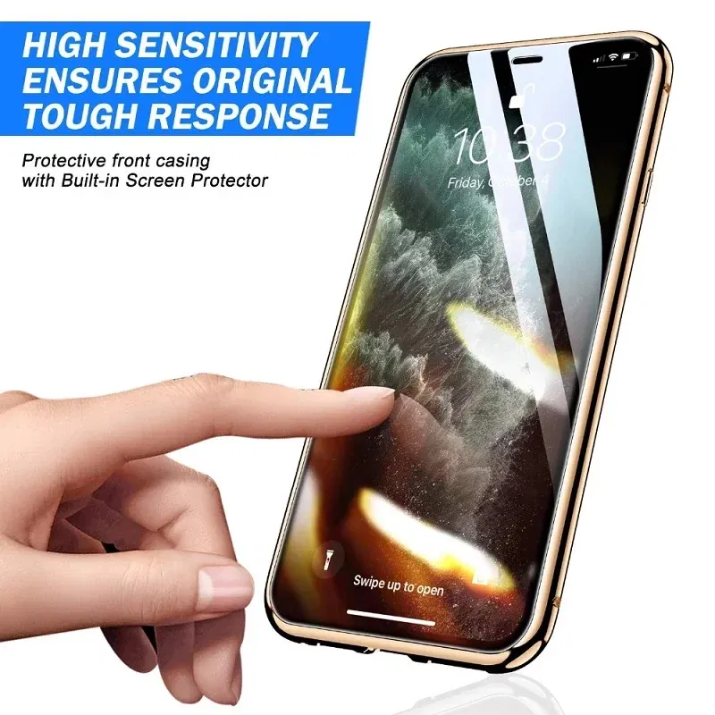 Color: Blue, Material: Denim - Magnetic Metal Case For iPhone 15 14 13 12 11 Pro 14Pro Max XS X XR 7 8 14Plus 12 Mini SE 2020 Double Sided Tempered Glass Cover