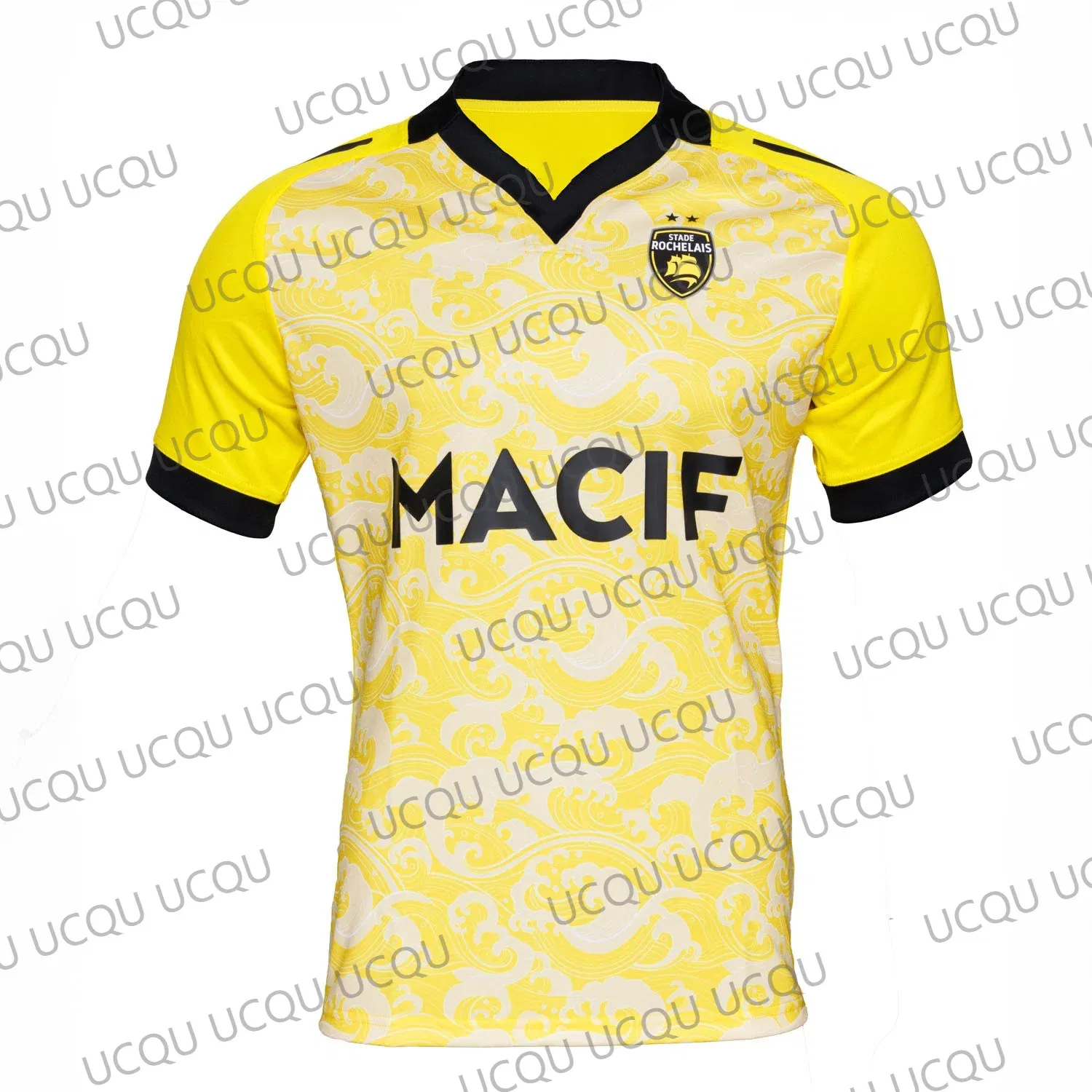 Color: black, Kid Size: 14 - 2025 New Arriavl France Rugly Jersey 24-25 Game Jersey Oversized Stade Rochelais Football Short Sleeve Tops