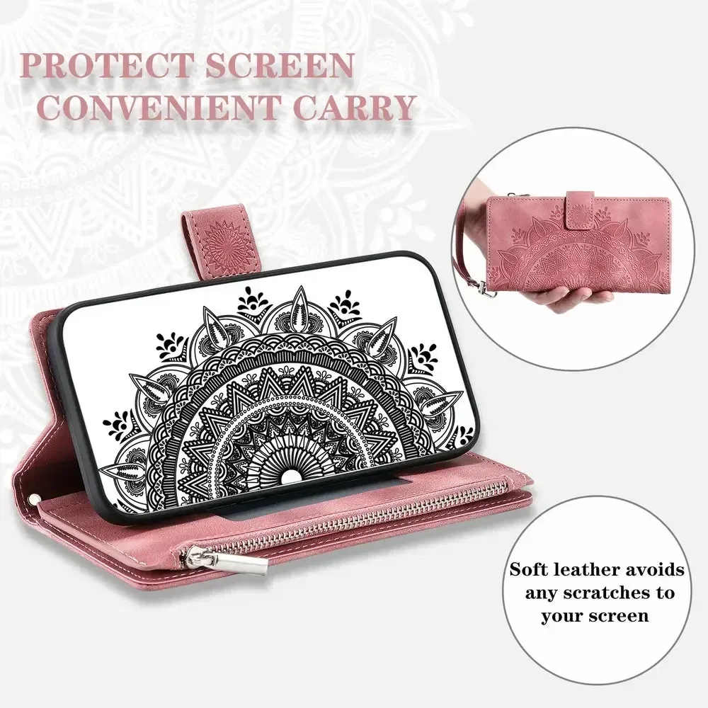 Color: Lotus root color, Material: Nylon - For Poco X7 F6 X6 X5 Pro X3 NFC 5G Zipper Wallet Case Crossbody Book Shell Xiaomi Poco M7 Pro M6 F5 M5 C75 3 X 7 M 6 Flip Cover