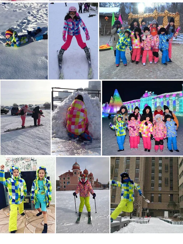 Color: Blue, Kid Size: 14 - OLEKID -30 Degree Russian Winter Children Ski Suit Plus Velvet Warm Waterproof Jacket Coat Boy Overalls 3-20 Years Girl Snowsuit