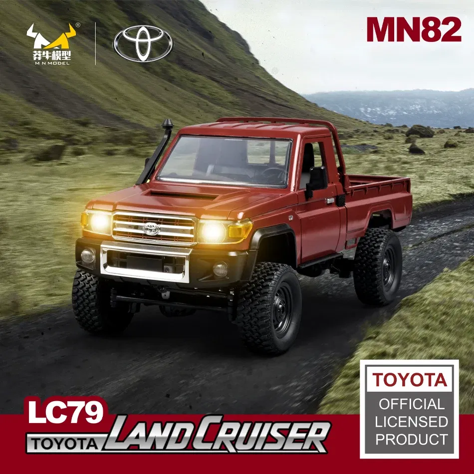 Color: Watermelon red - MN MODEL 1/12 4X4 Remote Control Diving Off-road Car Retro LC79 Truck Climbing All Terrain Vehicle Rock Crawler Toy for Adult