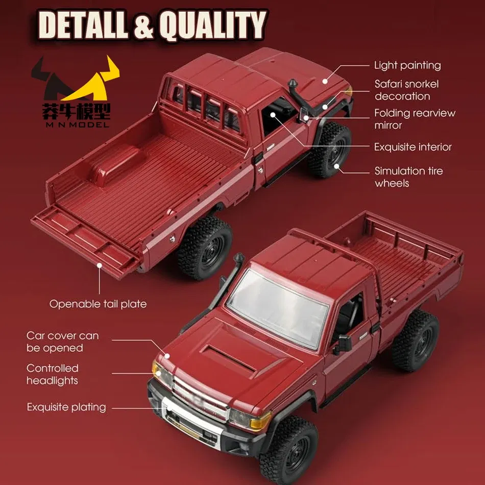 Color: Watermelon red - MN MODEL 1/12 4X4 Remote Control Diving Off-road Car Retro LC79 Truck Climbing All Terrain Vehicle Rock Crawler Toy for Adult