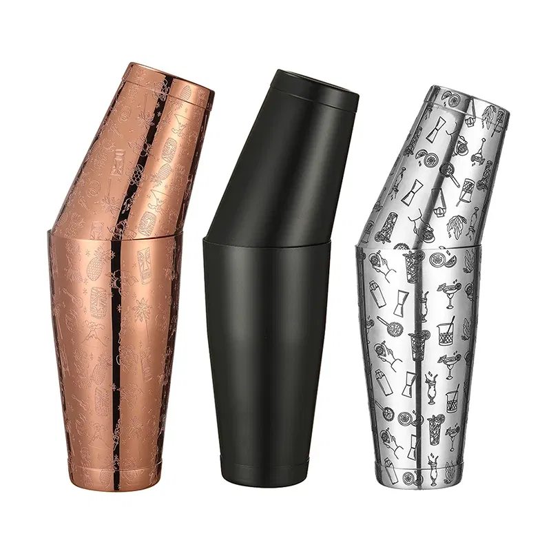 Color: plum - Stainless Steel Boston Shaker Bar Shaker with different Surface Finish -2 Piece Cocktail Shaker, 15-Ounce and 25-Ounce