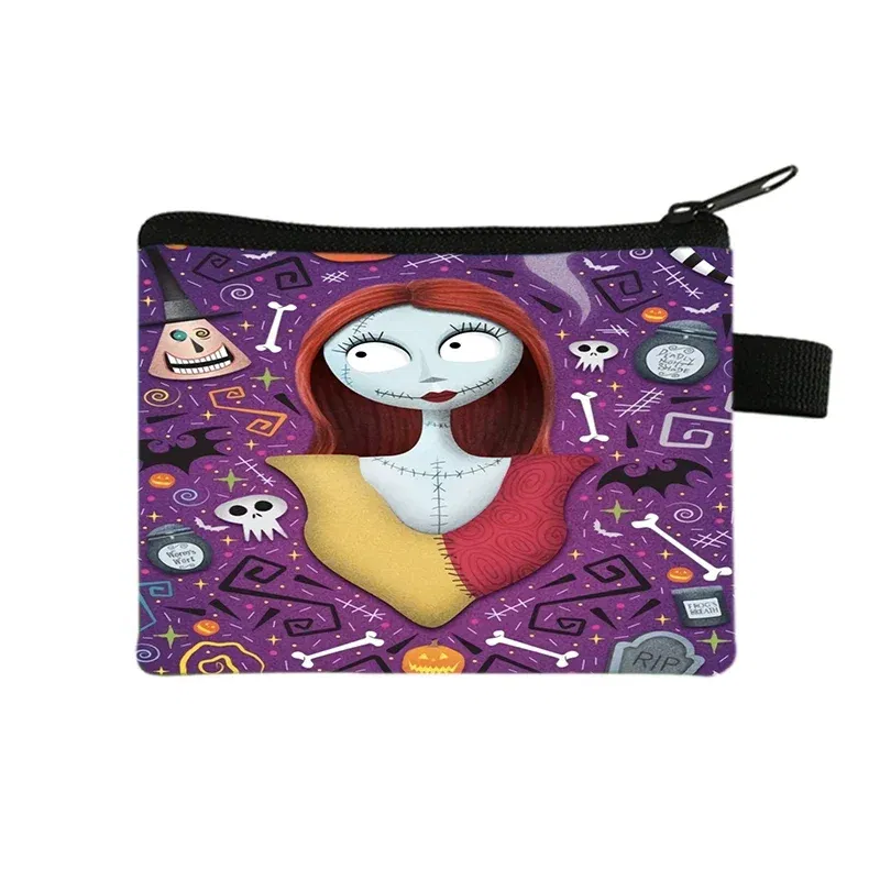 Color: Clear - The Nightmare Before Christmas Coin Purse Female Wallets Portable ID Card Holders Children's Key Storage Bag Birthday Gifts