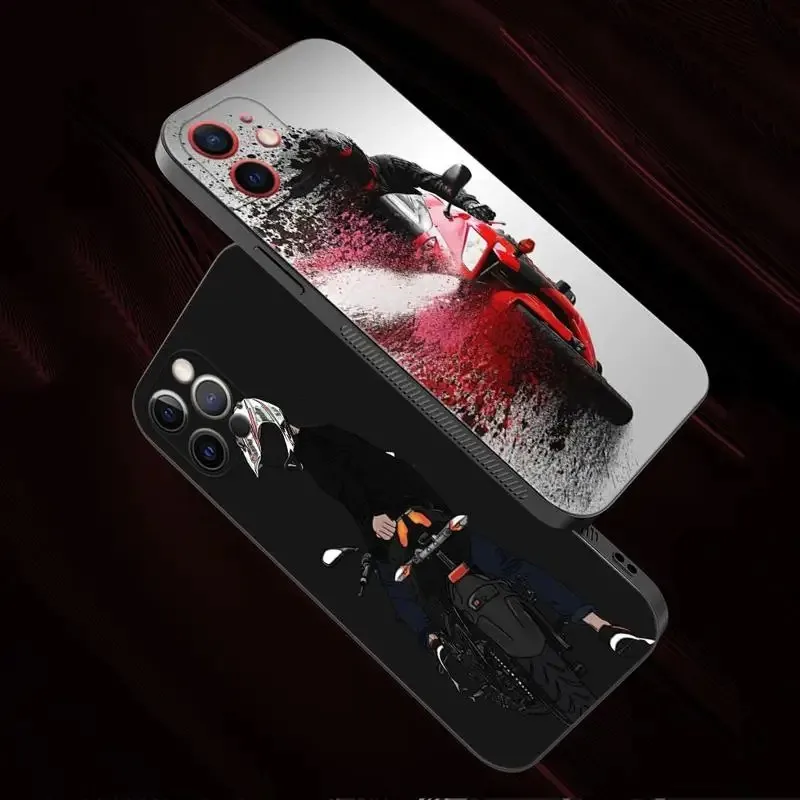Color: Blue, Material: Pc + tpu - Moto Cross Motorcycle Sports Phone Case For iPhone 16 15 14 13 12 11 Pro Max XS X XR Plus Mini Luxury Black Soft Cover Funda