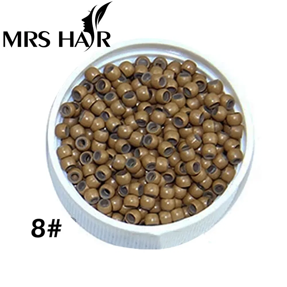 Color: Medium Brown - 500pcs Silicone Hair Beads Nano Ring Micro Beads Fashion Salon Hairstylist Dreadlock Hair Extension Tools 8 Colors