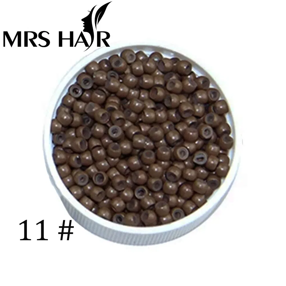 Color: Medium Brown - 500pcs Silicone Hair Beads Nano Ring Micro Beads Fashion Salon Hairstylist Dreadlock Hair Extension Tools 8 Colors