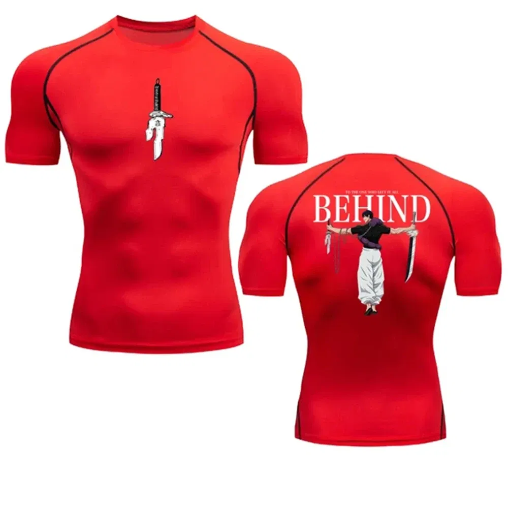 Color: SKY BLUE, Size: L - Anime Compression Shirt Men Print Breathable Football Fitness Tight Sportswear Althletic Quick Dry Rash Guard Gym Riding Tops