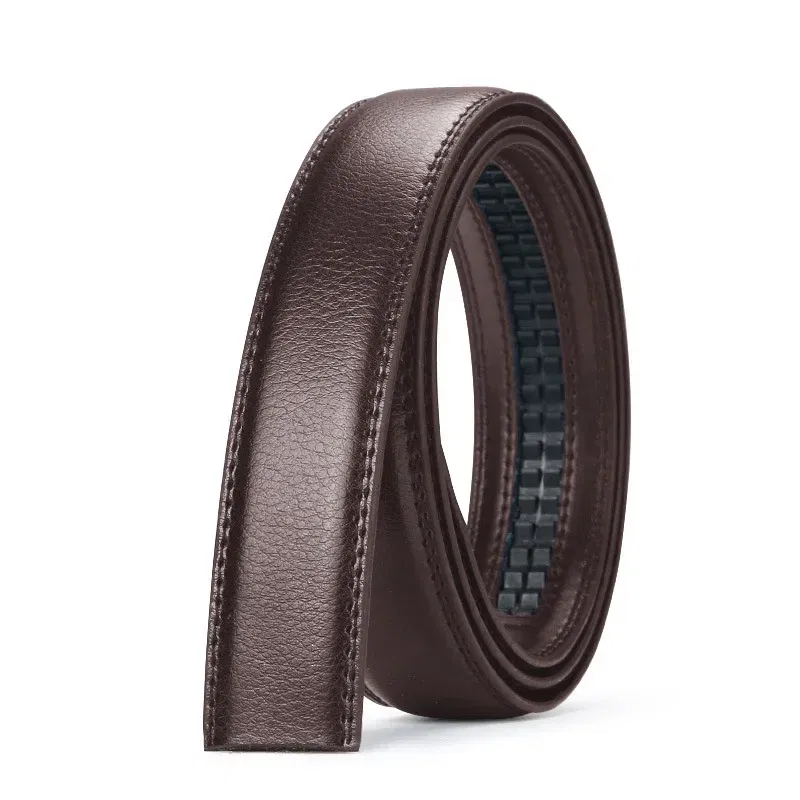 Color: Dark Brown, Belt Length: 105CM - Men No Buckle 3.5cm Wide 130 140 150 160 170 cm Large Plus Size Belt Straps No Buckle for Automatic Buckle Genuine Leather Belts