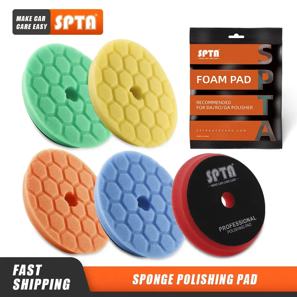 Color: Black, Material: Wool Wheel, Ships From: CN - (Bulk Sales) SPTA 3"(80mm)/5"(125mm)/6"(150mm) Hex-Logic Car Sponge Polishing Buffing Pads For DA/RO/GA Auto Buffer Polisher