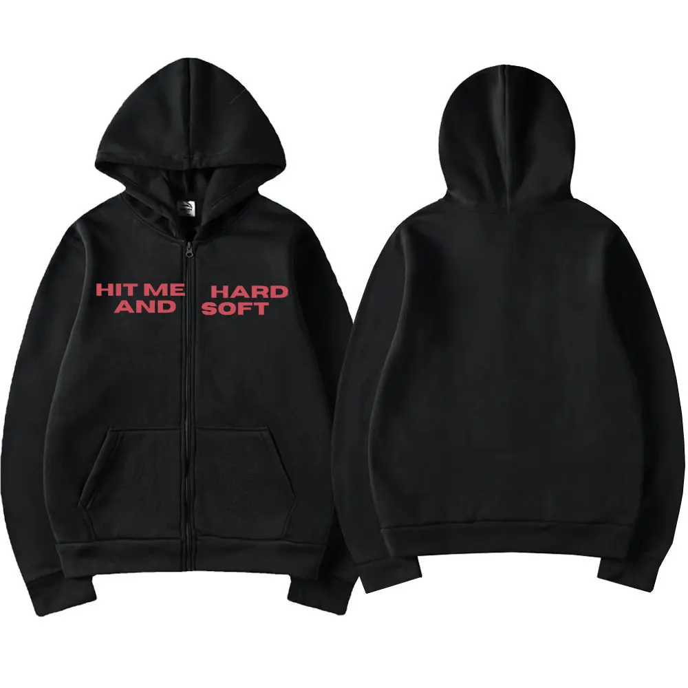 Color: Pink, Size: S - Hit Me Hard and Soft 2025 Tour Zipper Hoodies Fans Gift Men Women Clothing Pullovers Fashion Hip Hop Zip Up Sweatshirts Jackets