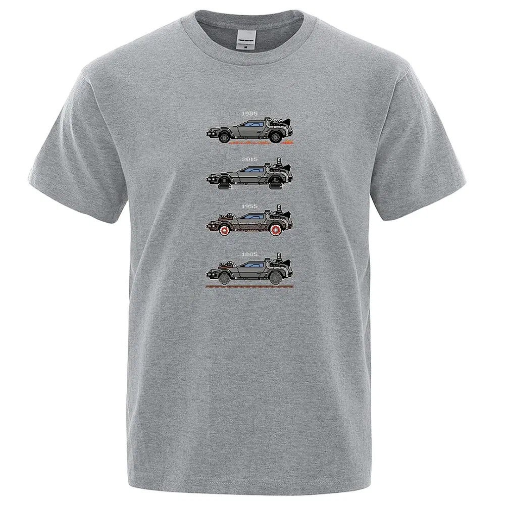 Color: GRAY, Size: M - Retro Style Back To The Future Print Funny Tshirts Men Women Cotton T-Shirts Oversized Loose Tee Clothes Harajuku O-Neck Tops