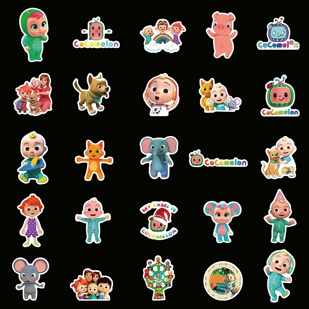 Color: Dark Grey - 50PCS Cartoon Cocomelonly Children's Reward Hand Account Luggage Skateboard DIY Stickers