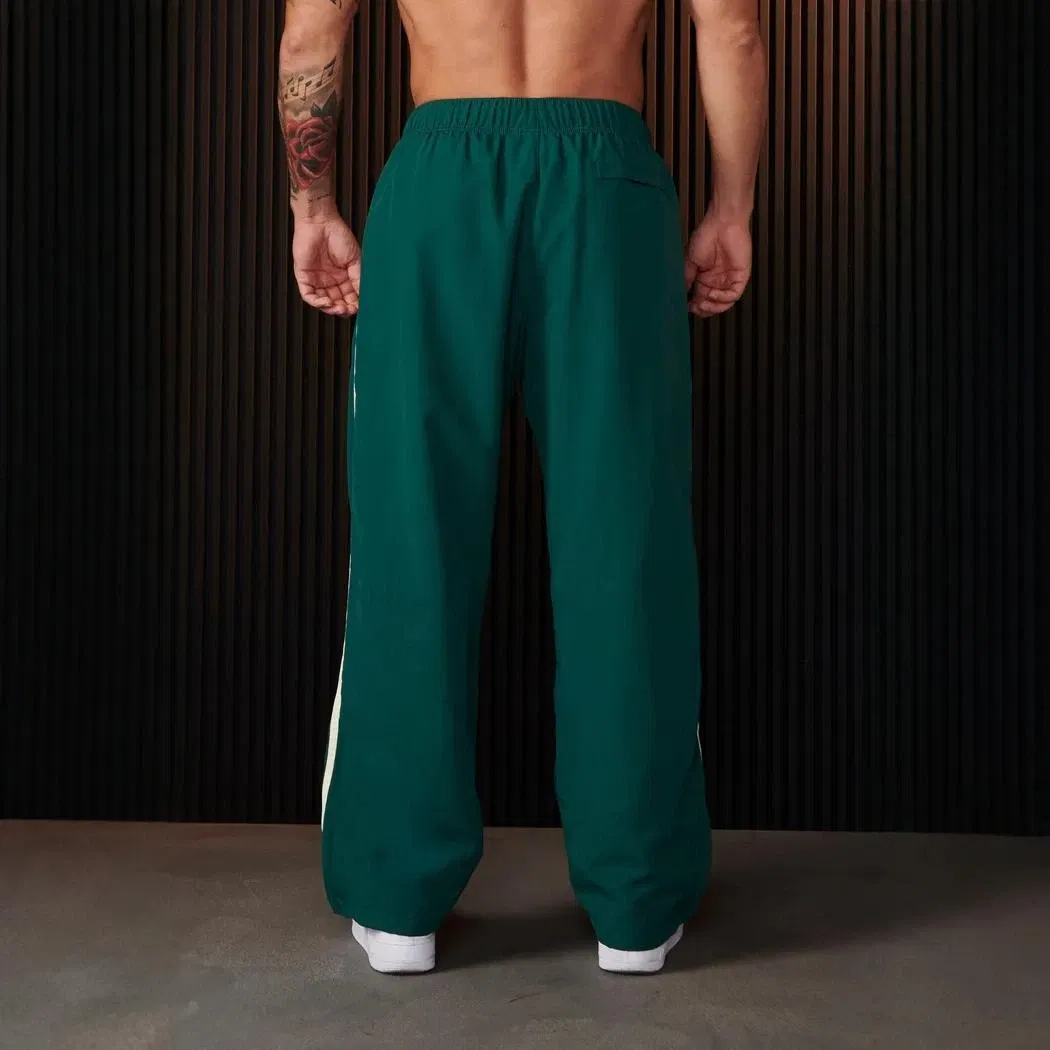 Color: army green, Size: XL - Jogger Men's Sweatpants Gym Sports Fitness Splicing Strips Printing Mid Waist Casual Pants Ya Fashion Men Clothing Wide Leg Pan
