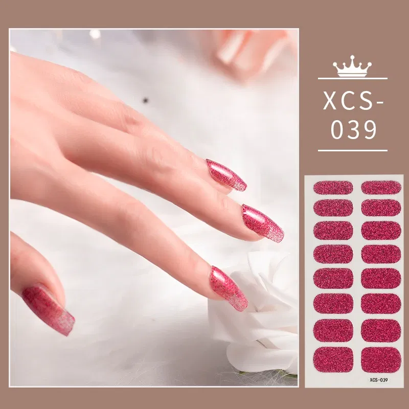 Color: Nickel-Free White - Rose Red Shiny Twinkle Full Cover Nail Stickers Sticker For Nails Self Adhesive Nail Sticker Fashion Nail Stickers Beauty