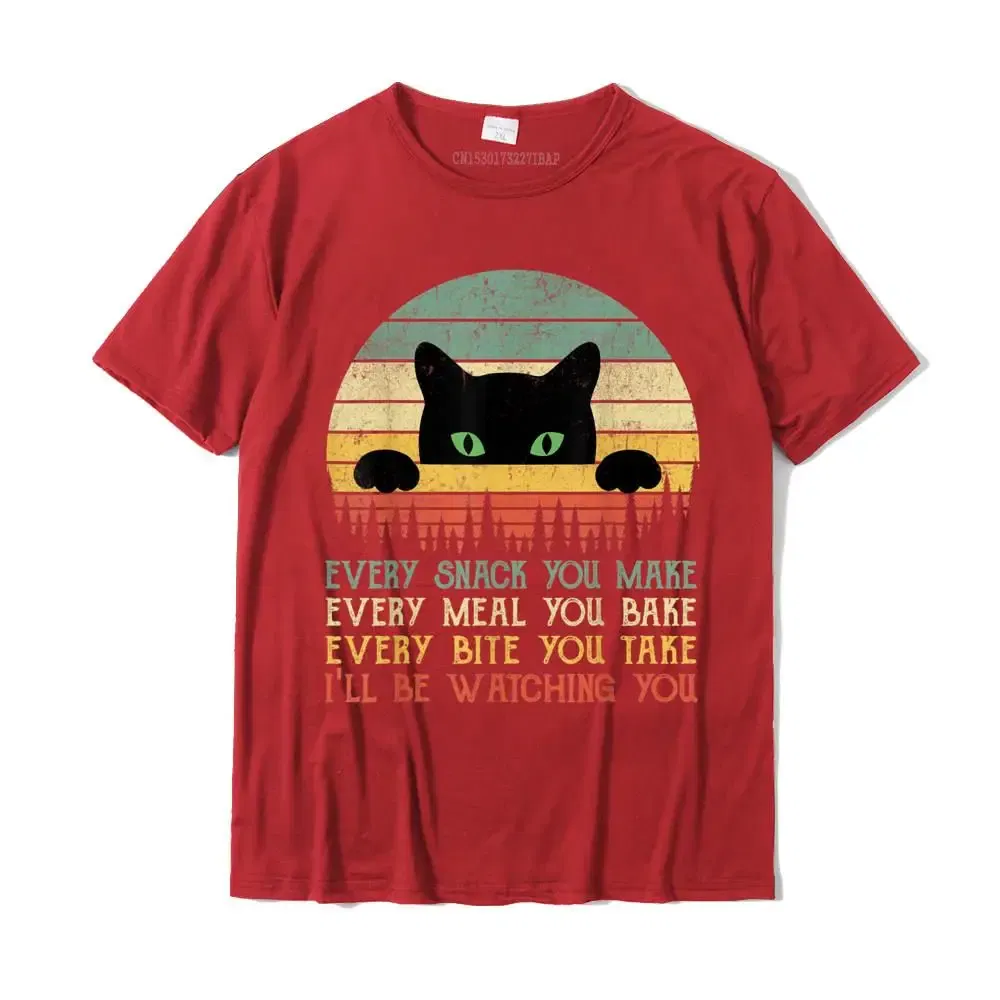 Color: Red, Size: L - Every Snack You Make Cat Funny Cat Mom Cat Mama Cat Dad T-Shirt Cotton T Shirts For Men Custom T Shirt Rife Printed