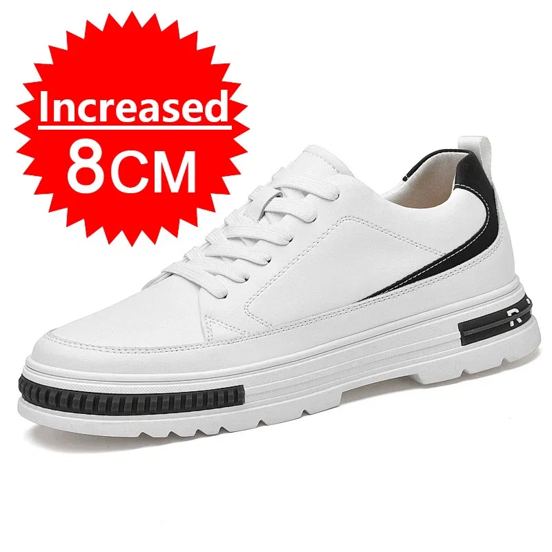 Color: SKY BLUE, Shoe Size: 44, - New Men Elevator Shoes Height Increase 8cm 10cm Luxury Brand Sneaker Genuine Leather Men Hidden Heels Fashion Flats Casual Shoes