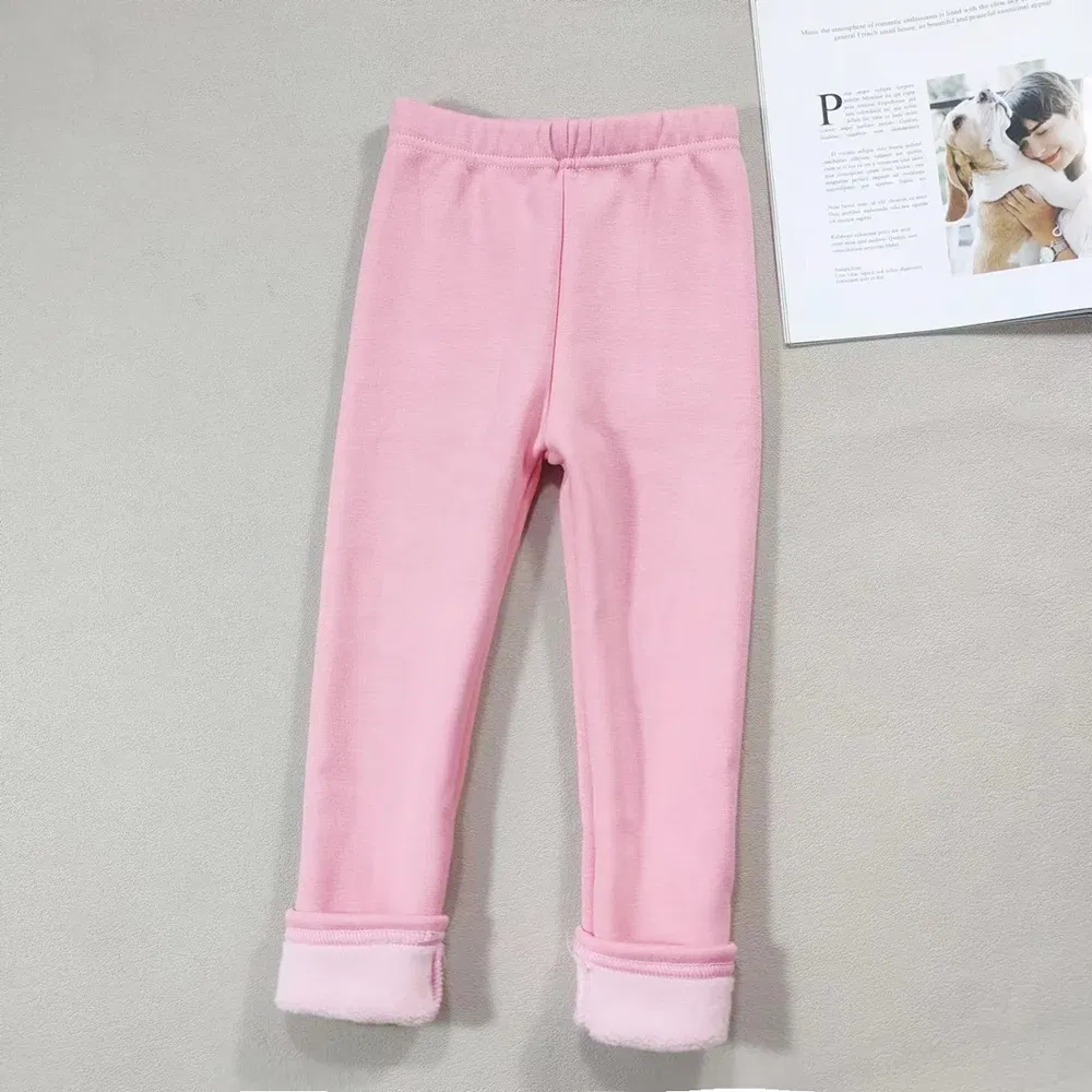 Color: Dark Grey, Kid Size: 7T - 2024 Girls' Pants Children's Winter Thickened Warm Pants Warm Elastic Pink Navy Blue Underpants Boys' Pants
