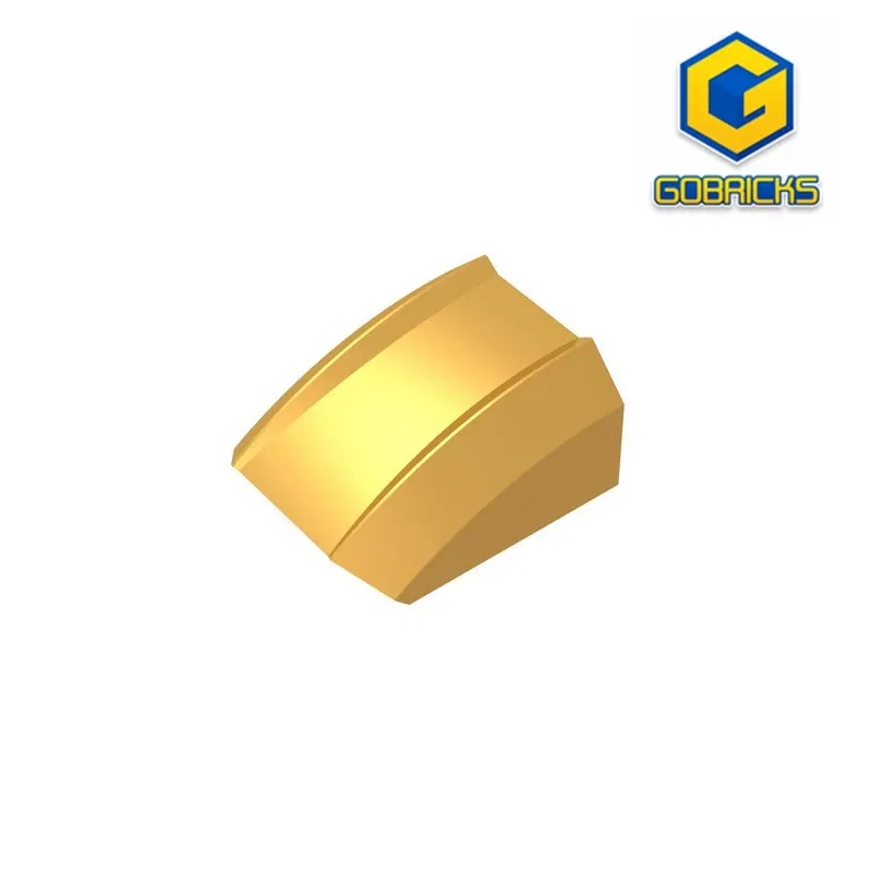 Color: wood - Gobricks GDS-1015 Slope, Curved 2 x 2 Lip compatible 30602 47904 pieces of children's DIY