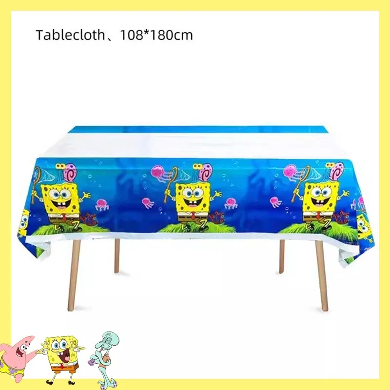 Color: GRAY - SpongeBob Party Decorations Disposable Tableware Cup Baby Shower Birthday Theme Plate Tablecloth Kids Birthday Party