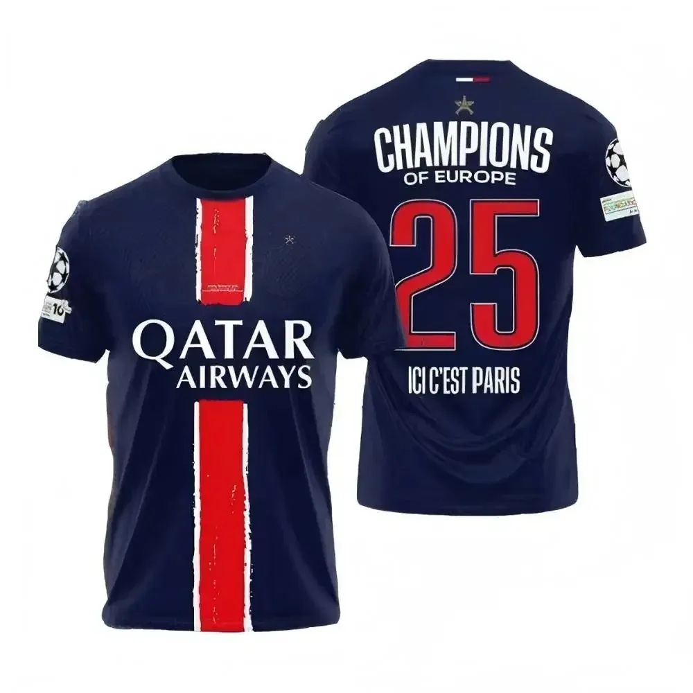 Color: green, Size: XS?€old?‰ - Paris Saint Germain Champion Men's 3D Printed Sports Fast Drying Breathable T-shirt Football T-shirt Family Children's T-shirt