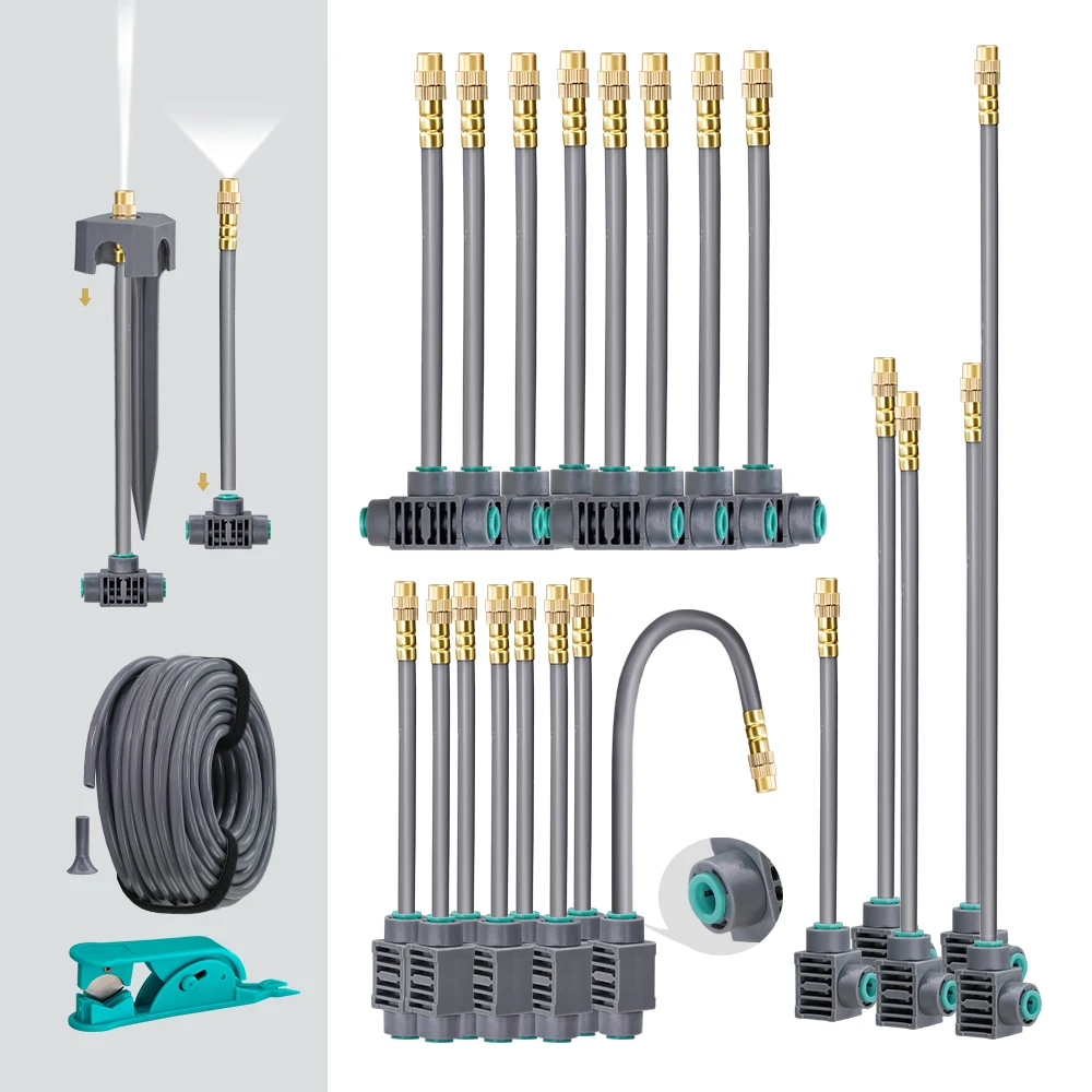 Color: PURPLE - 20-50CM New Adjustable Brass Spray Sprinklers Nozzle Extension 360?° Misting Systems Garden Lawn Watering Irrigation Quick Push