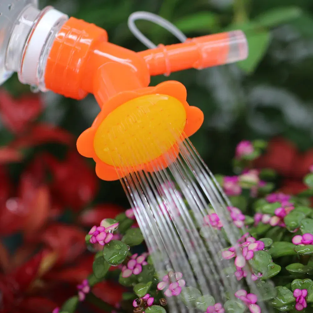 Color: Green - 2 in 1 Bottle Cap Sprinkler Dual Nozzle Watering Spout Double Bottle Head Can Watering Nozzle Bonsai Garden Mini Irrigation Tool