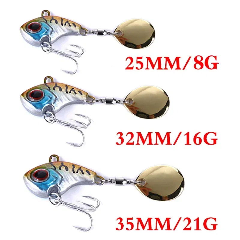 Color: Yellow, Size: 95mm, Ships From: CHINA - 1Pcs Rotating Metal VIB vibration Bait Spinner Spoon Fishing Lures 8g/16g/21g Jigs Trout Wobbler Fishing Hard Baits Tackle Pesca