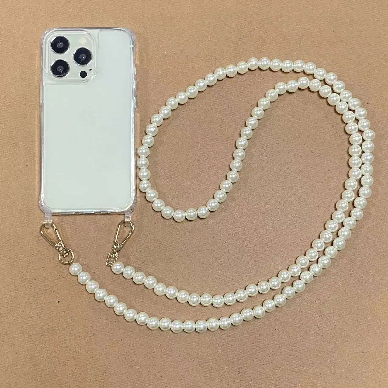 Color: Lotus root color, Bundle: Case & Strap, Material: PP - Korean Pearl Bracelets Chain Case with Lanyard Aesthetic Luxury Shell for Iphone 15 12 14 Pro Max XR X XS 7 8 Plus 15 Pro Cover