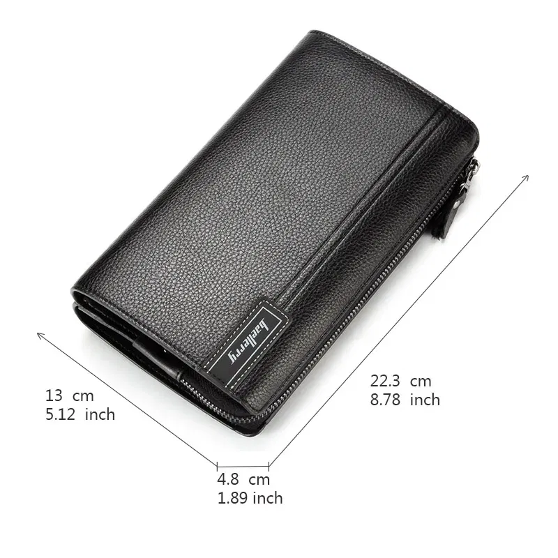 Color: Dark Grey - Baellerry Men Clutch Bag Large Capacity Men Wallets Cell Phone Pocket Passcard Pocket High Quality Multifunction Wallet For Men