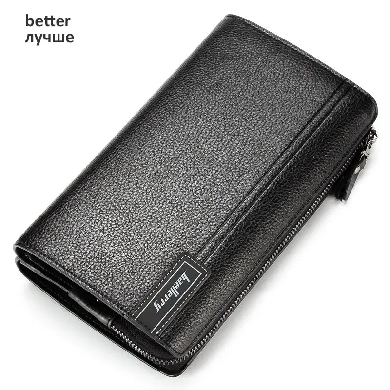 Color: Dark Grey - Baellerry Men Clutch Bag Large Capacity Men Wallets Cell Phone Pocket Passcard Pocket High Quality Multifunction Wallet For Men