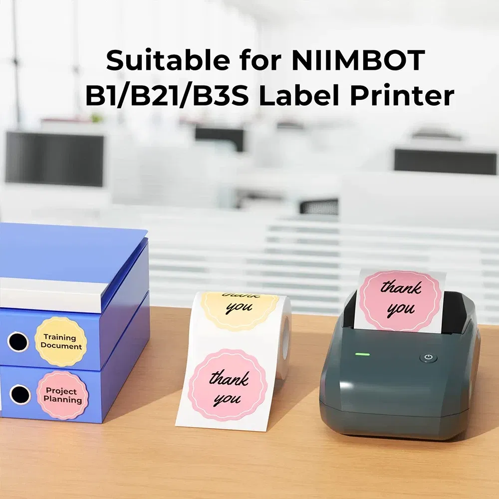 color: Blue - Niimbot Round Mini Printer Portable Thermal Label Stickers Self-Adhesive Waterproof for B1/B21/B3S Label Maker Sticker New