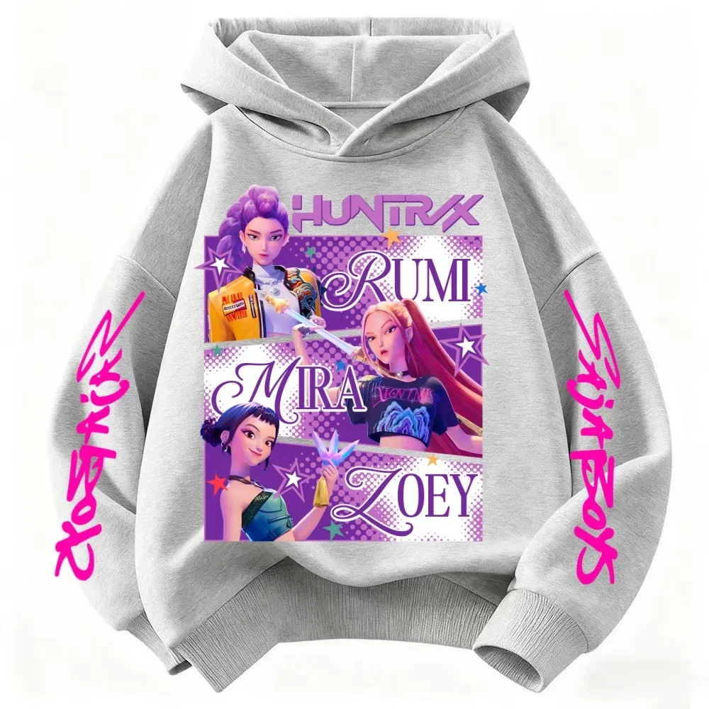 Color: Ivory, Kid Size: 4 - KPop Demon Hunters Huntrix Hoodie Kids Clothes Princess Girls Clothing Fashion Boys Clothes Spring Autumn Sweatshirt Child Tops