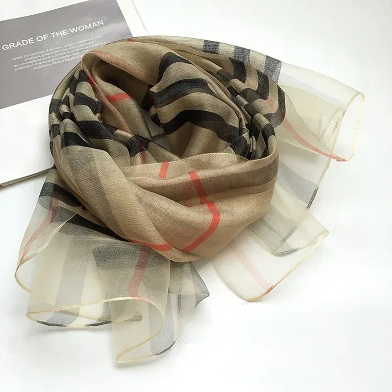 Color: Navy Blue - Silk&Wool Scarf For Women Four Seasons Scarf Big Size 84*190cm