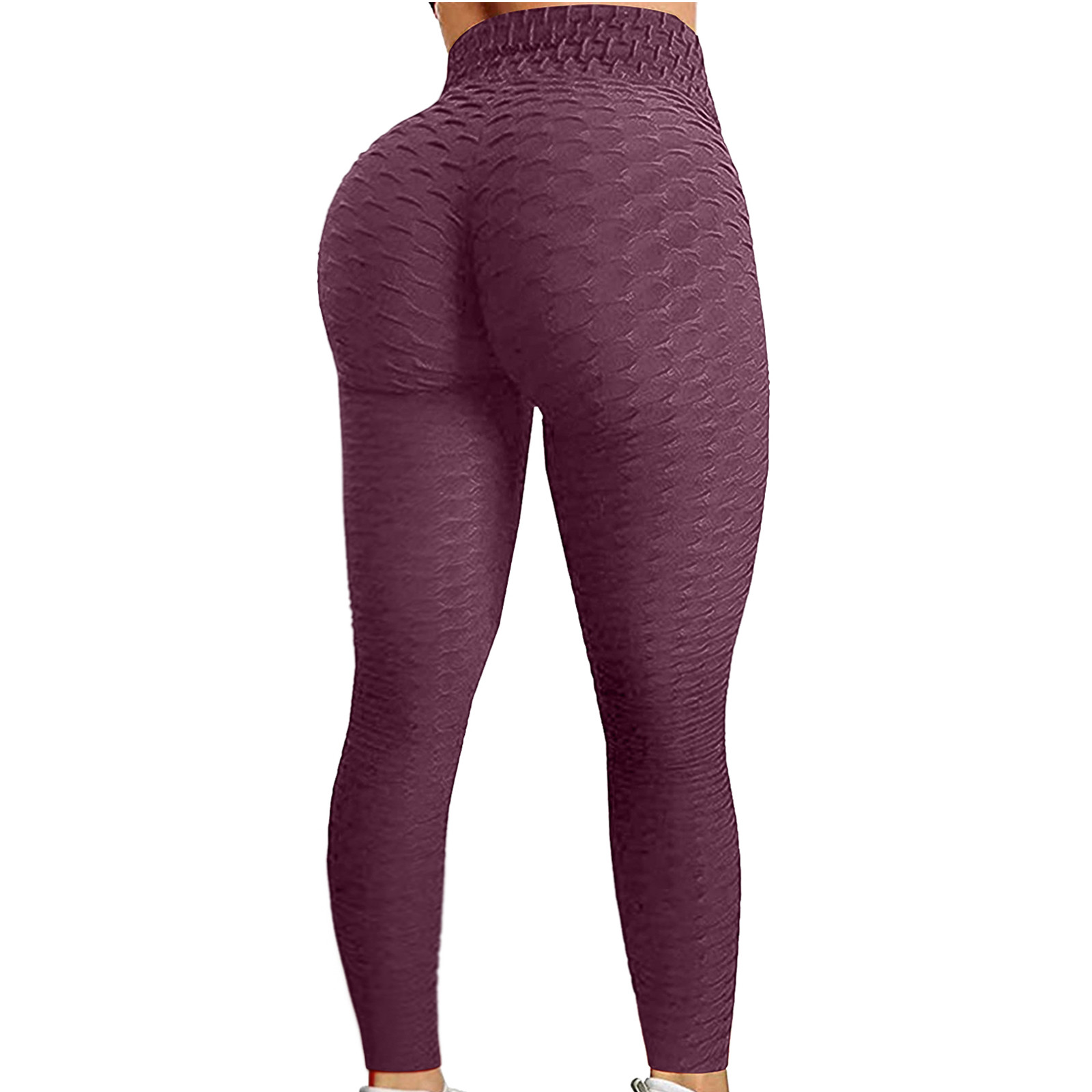 Color: Burgundy, Size: XXL - Women's Bubble Hip Lifting ExerciseYoga Pants Women Fitness Running High Waist Gym Fitness Sports Flared Pant Dance Trouers