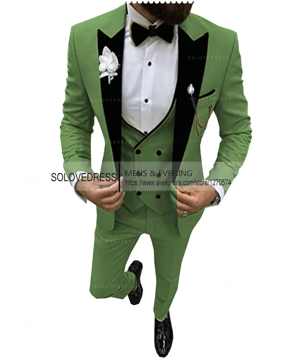 Color: Orange, Size: XS - Suits for Mens 2024 Casual Business Suit High-end Social Formal Suit 3 Pcs Set Groom Wedding Men( Jacket + Vest + Pants )