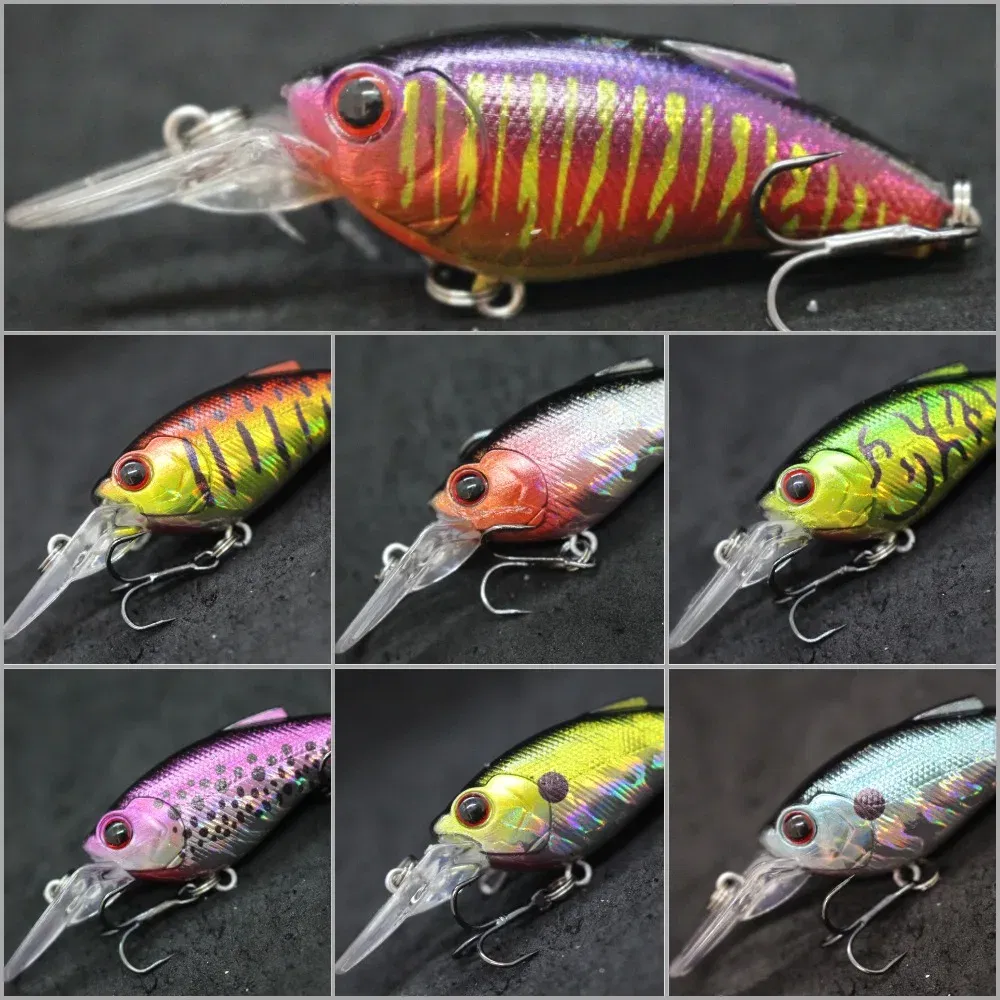 Color: Burgundy - wLure Fishing Lure Wobbler 9.4g 7cm Loud Rattling Weight Transfer to Make Longer Casting 2 #6 Treble Hooks ABS Construction C647