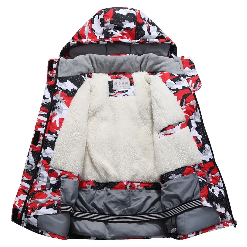 Color: GRAY, Kid Size: 6 - RAISE -30 Degree Russian Winter Children Ski Suit Waterproof Plus Velvet Warm Hooded Coat Boy Overalls 3-20 Years Girl Snowsuits