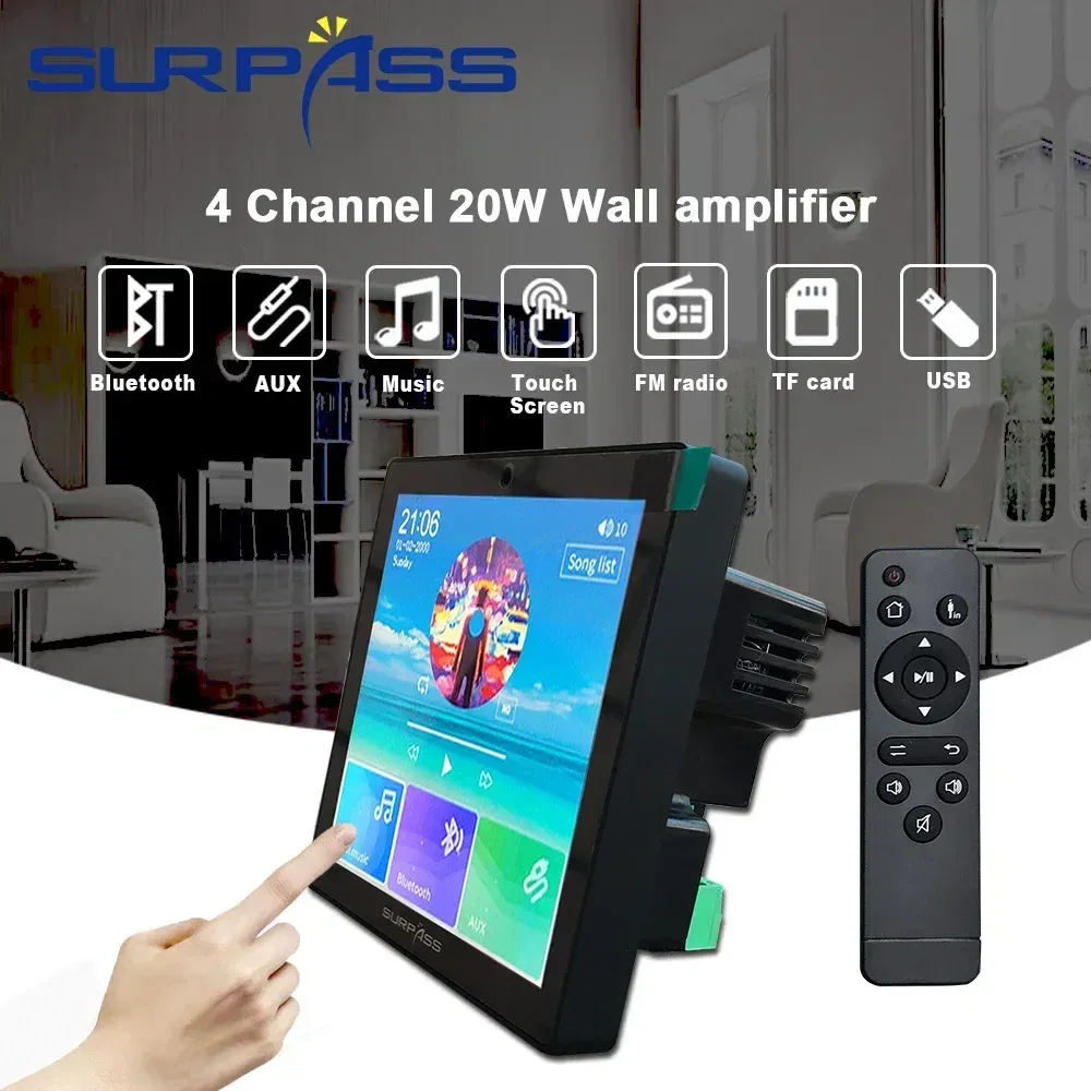 Ships From: CHINA, Color: Ivory - Smart Home Audio 4 Channel Wireless Bluetooth-compatible Wall Amplifier Mini Multifunction Stereo Board Hifi with Fm Radio