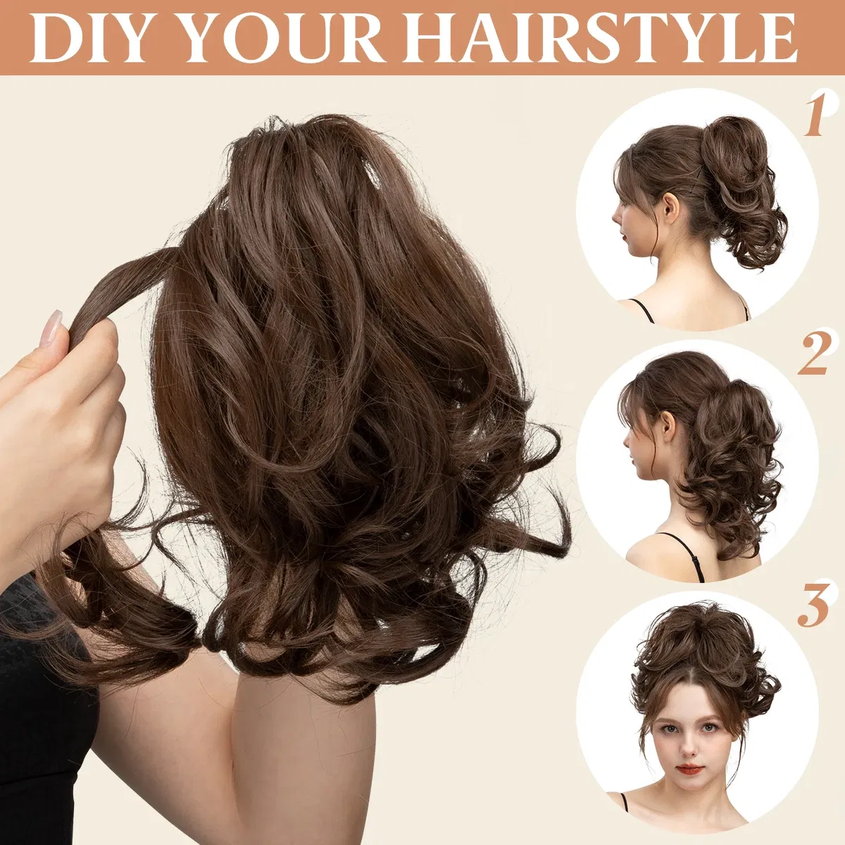 Color: P18/613, Bulk Buy: 1pc - SARLA Synthetic Diy Claw Clip In Ponytail Extensions Hairpiece Hair Bun Fake Black Blonde Natural Hair False Pigtail for Women