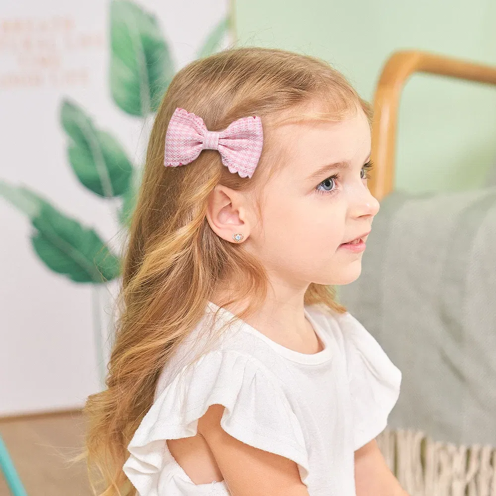 Color: MULTI - 2Pcs/Set Solid Color Kids Bows Hair Clips for Baby Girls Handmade Plaid Bowknot Hairpin Barrettes Photograph Hair Accessories