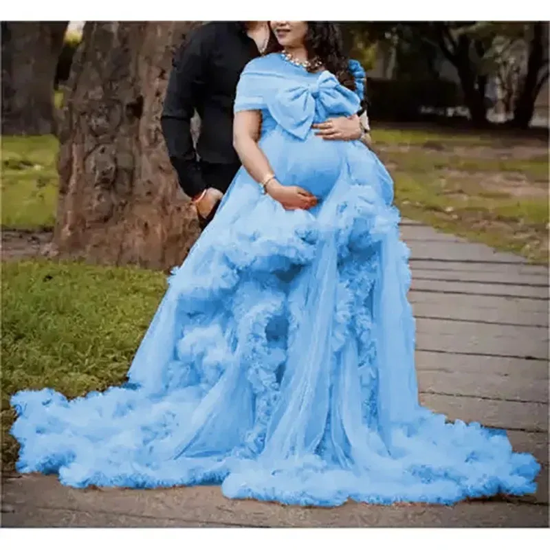 Color: Red, Maternity Size: 6, Ships From: CHINA - BIG BOW Tulle Ruffle maternity dresses photoshoot baby shower п?»?°?‚ь?µ д?»я ?±?µр?µм?µнн?‹?… فس?§تي?† ??&e