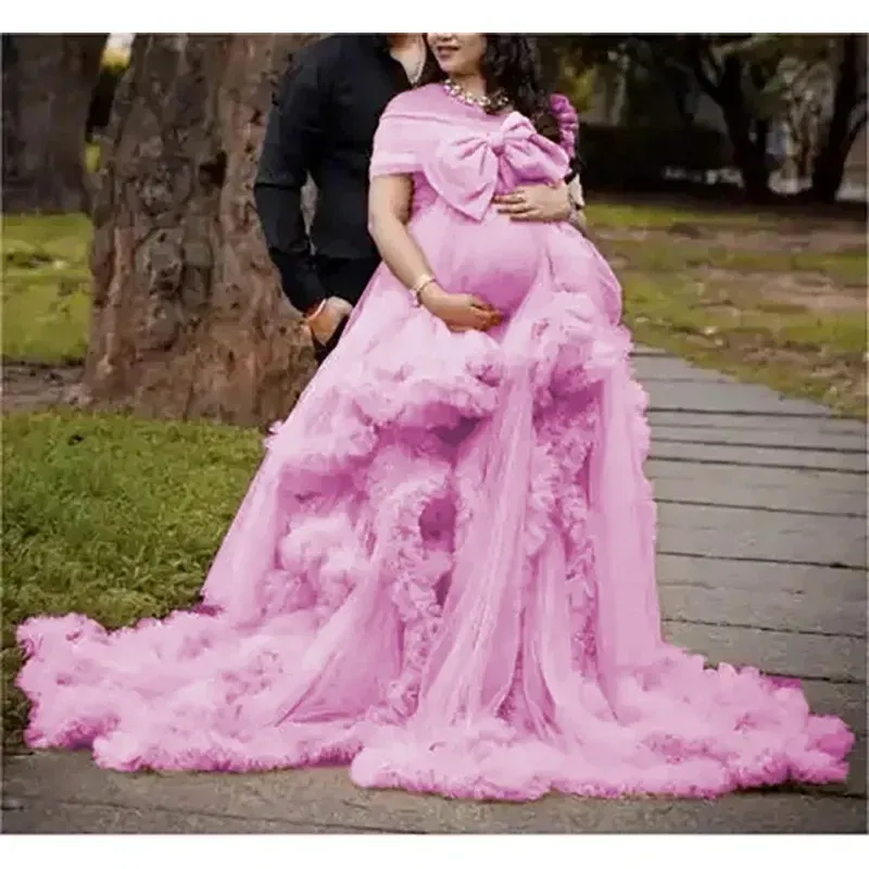 Color: Red, Maternity Size: 6, Ships From: CHINA - BIG BOW Tulle Ruffle maternity dresses photoshoot baby shower п?»?°?‚ь?µ д?»я ?±?µр?µм?µнн?‹?… فس?§تي?† ??&e
