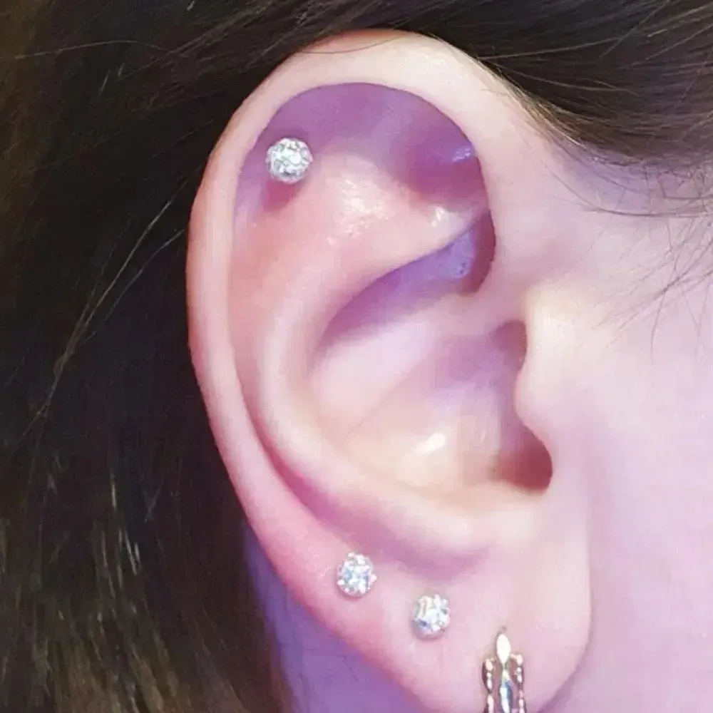 Metal color: Blue, Main Stone Color: WHITE - 16g 1.2mm Coated Crystal Steel Ear Stud Tragus Helix Cartilage 3/4/5mm CZ Ball 6/8/10/12/14mm Bar Barbell Piercing