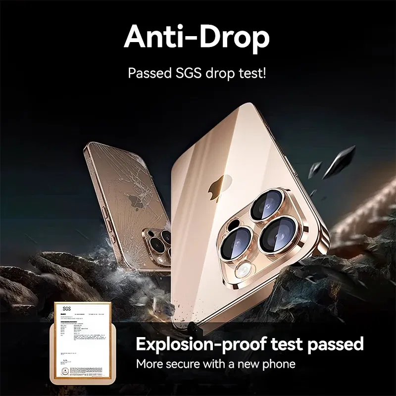 Color: Blue, Material: PE - Joyroom Case For iPhone 16 15 14 13 Pro Max Transparent Cover For iPhone 16 Pro Max Soft TPU Anti-drop Case With Len Protection