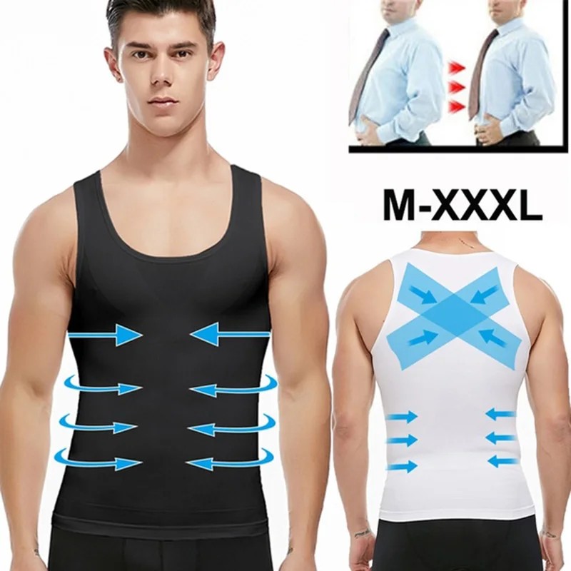 Men's Slimming Body Shaper - Abs Compression Shirt for Gynecomastia and Workout