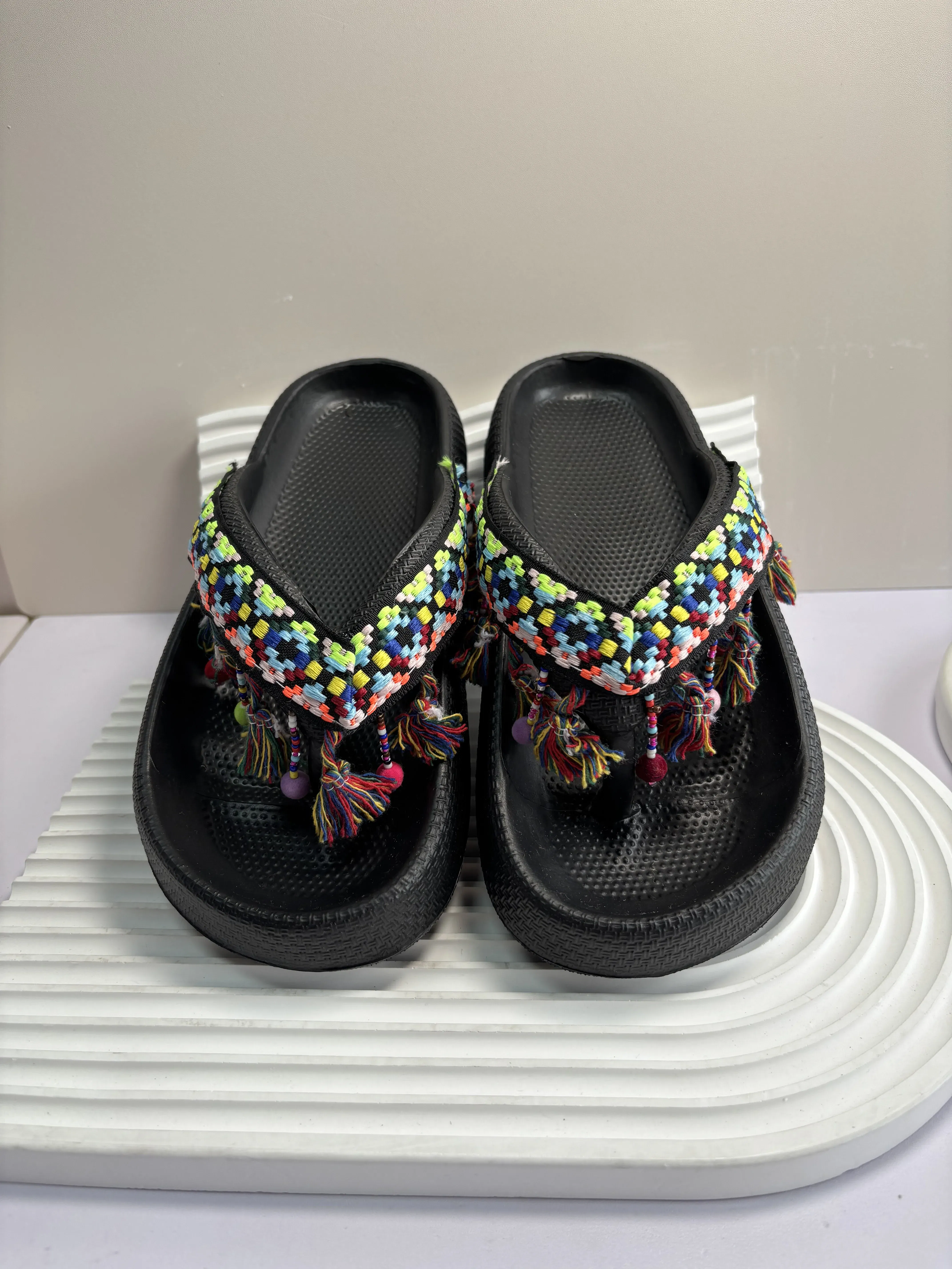 Color: Burgandy, Shoe Size: 38-39 - Summer Multi Color Women's Flip Flops Fashionable Metallic Teddy Bear Bow Slide Sandal Beach Vacation Home Versatile  Footwear